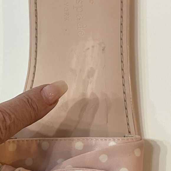 Kate Spade Polka Dot Bow Sandals Womens Size 9.5 Slip On Cottagecore Pink White - Picture 10 of 10